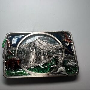 NATIVE AMERICAN TRIBUTE EAGLE BUFFALO BELT BUCKLE! VINTAGE! 1983 Siskiyou